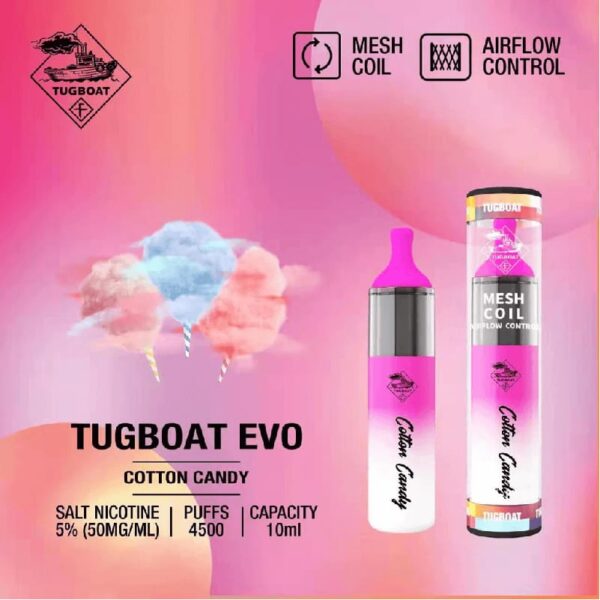 cotton candy by tugboat evo 4500 puffs 5%