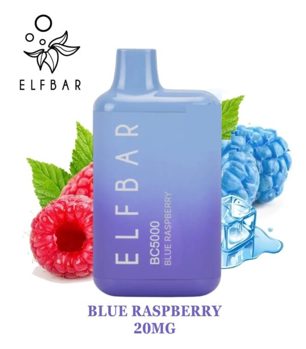blue raspberry by elfbar 5000 puffs disposable 20mg