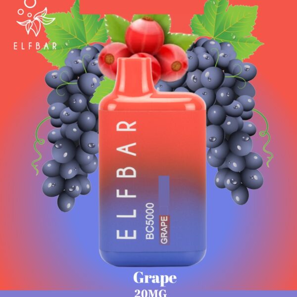 grape by elfbar 5000 puffs disposable 20mg