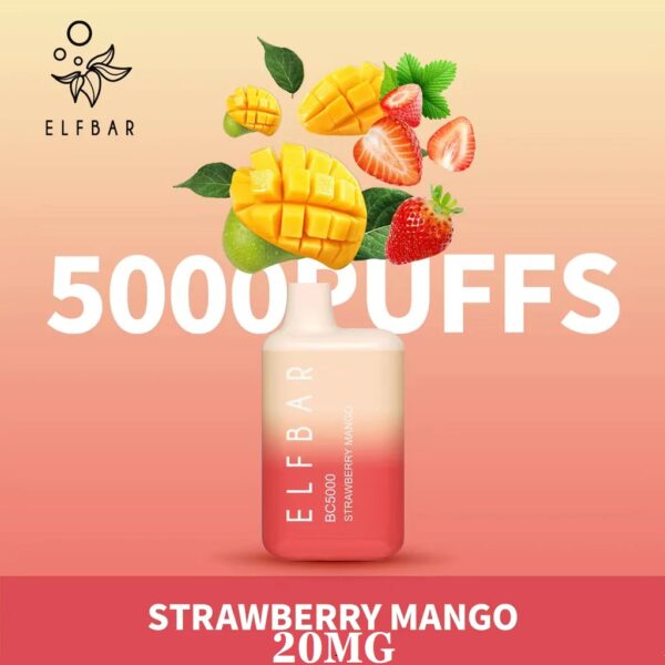strawberry mango by elfbar 5000 puffs disposable 20mg
