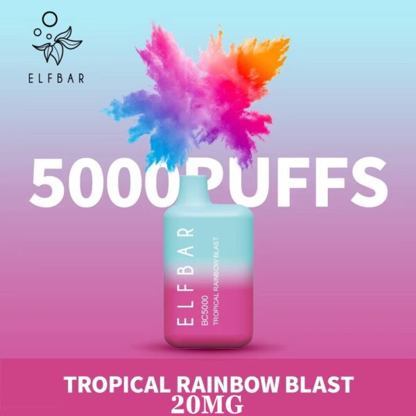 tropical rainbow blast by elfbar 5000 puffs disposable 20mg
