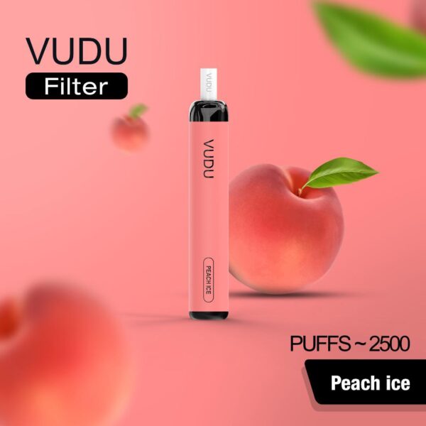peach ice by vudu 5% disposible 2500 puffs