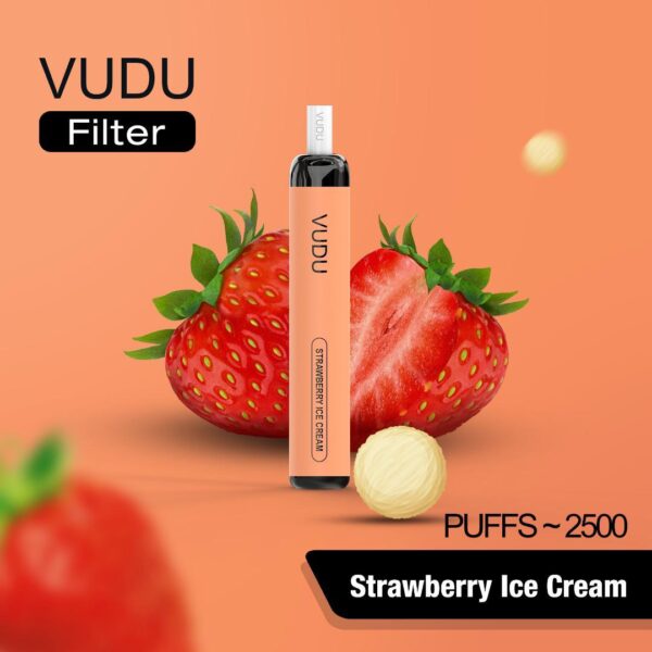 strawberry ice cream by vudu 5% disposible 2500 puffs