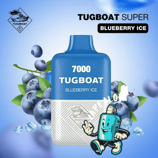 blueberry ice tugboat super pod kit 7000 puffs dispossible 5%