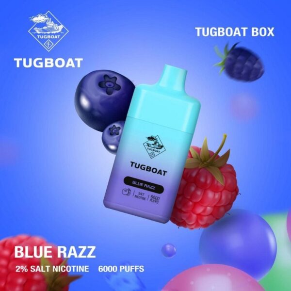 blue razz tugboat box 6000 puffs disposable 2%