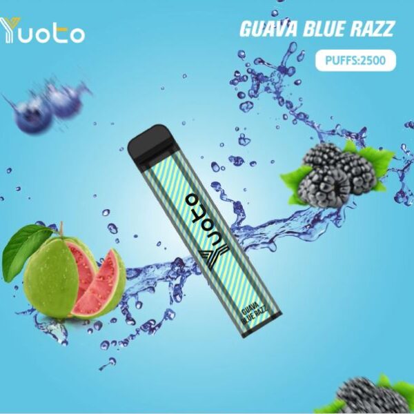 guava blue razz by yuoto xxl 2500 puffs disposable 5%