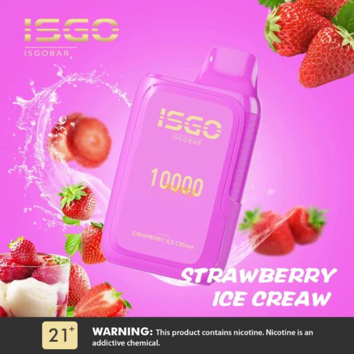 ISGO BAR 10000 Puffs DISPOSABLE VAPE Strawberry Ice Creaw